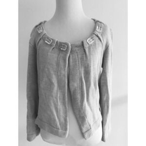 The Limited | Womens Size M Open Front Swing Knit Cardigan Gray Embellished